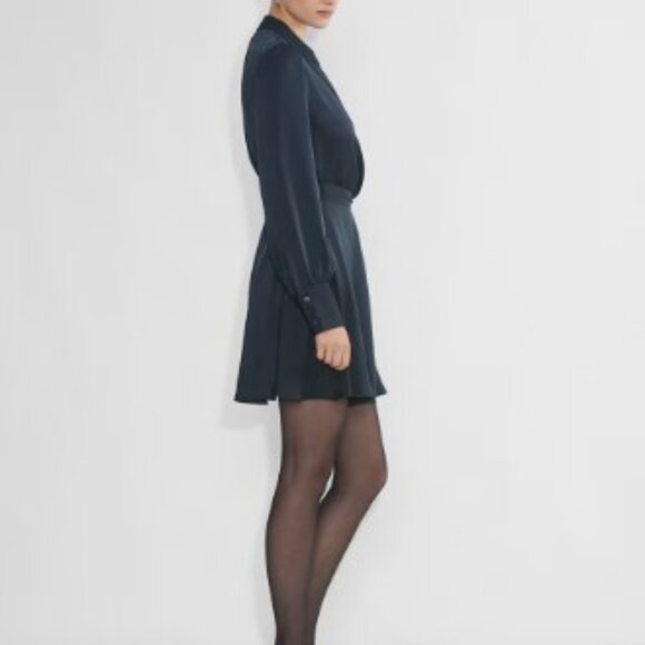 BABATON - Hyde Black Satin Mini Wrapped Up Dress - XS - Picture 6 of 13